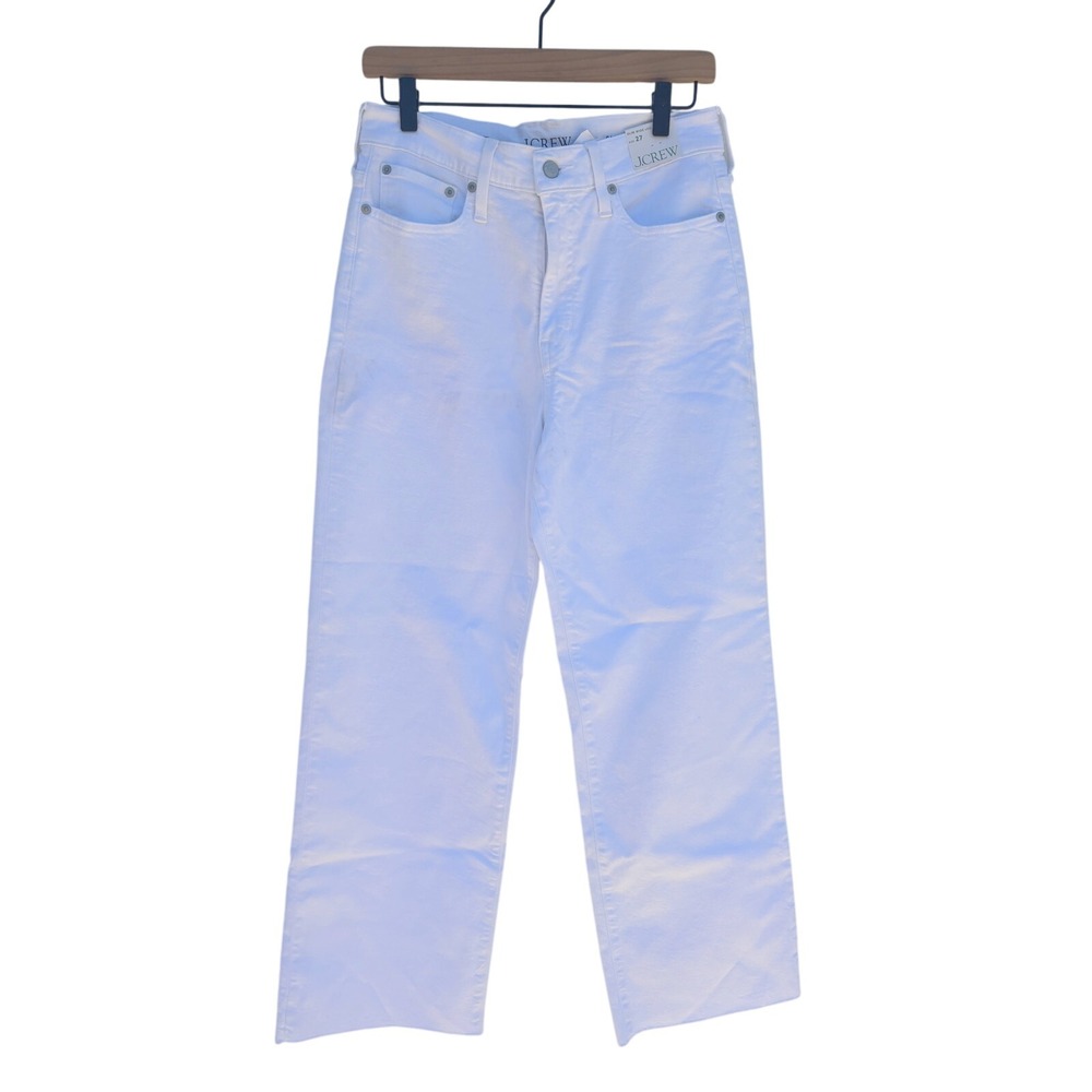 NWT J. Crew Slim Wide Leg White Jeans, Raw Hem, Sz 27‎